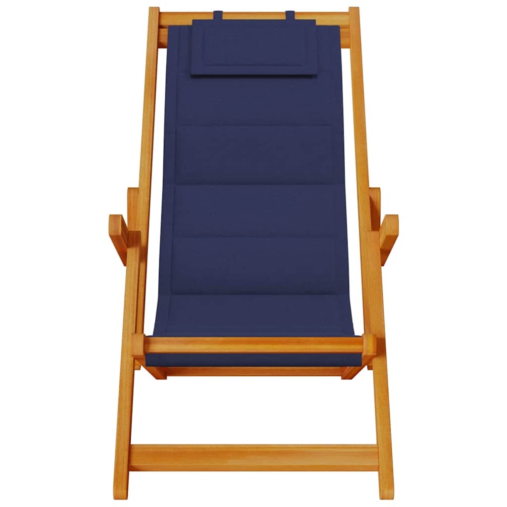 vidaXL Folding Chair with Armrests Blue Acacia Wood & Textilene