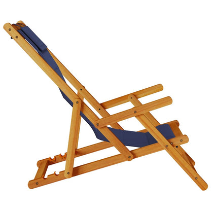 vidaXL Folding Chair with Armrests Blue Acacia Wood & Textilene