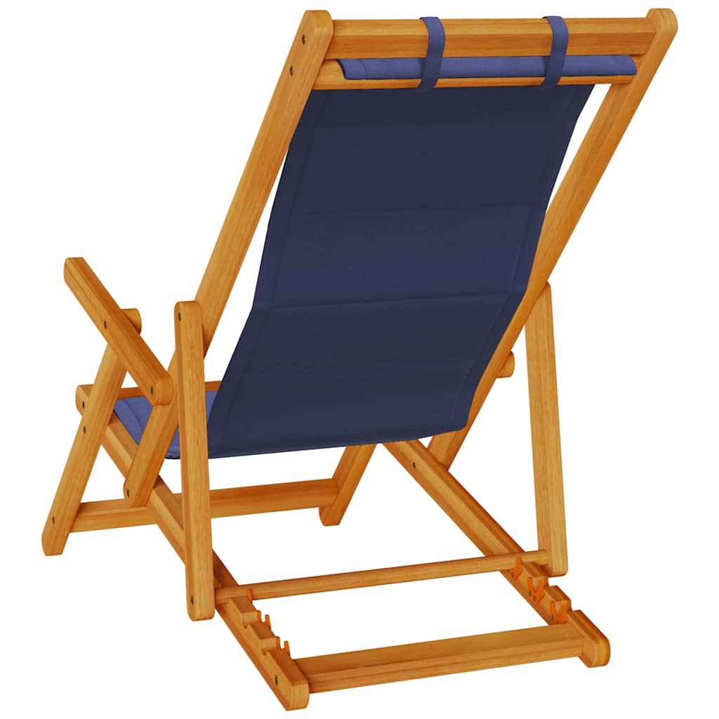 vidaXL Folding Chair with Armrests Blue Acacia Wood & Textilene