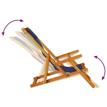 vidaXL Folding Chair with Armrests Blue Acacia Wood & Textilene