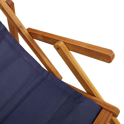 vidaXL Folding Chair with Armrests Blue Acacia Wood & Textilene