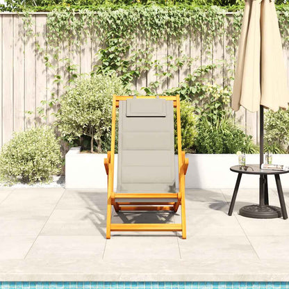 vidaXL Folding Chair with Armrests Taupe Acacia Wood & Textilene