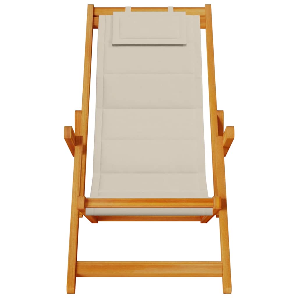 vidaXL Folding Chair with Armrests Taupe Acacia Wood & Textilene
