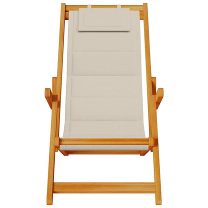 vidaXL Folding Chair with Armrests Taupe Acacia Wood & Textilene