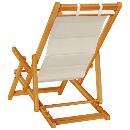 vidaXL Folding Chair with Armrests Taupe Acacia Wood & Textilene