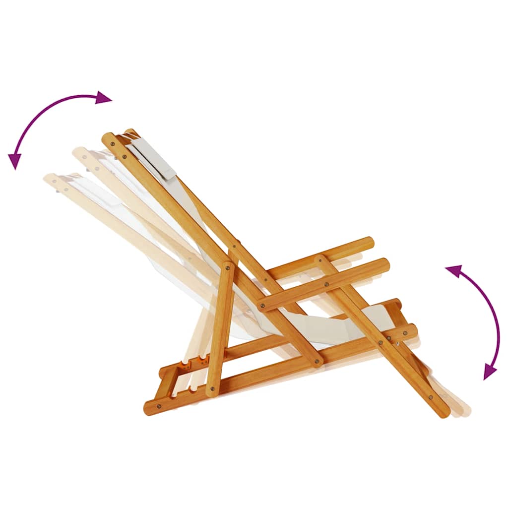 vidaXL Folding Chair with Armrests Taupe Acacia Wood & Textilene