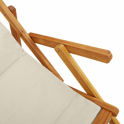 vidaXL Folding Chair with Armrests Taupe Acacia Wood & Textilene