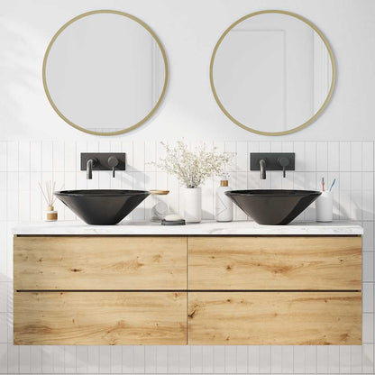 vidaXL Wash Basins 2 pcs Gloss Black Ø42x14 cm Ceramic