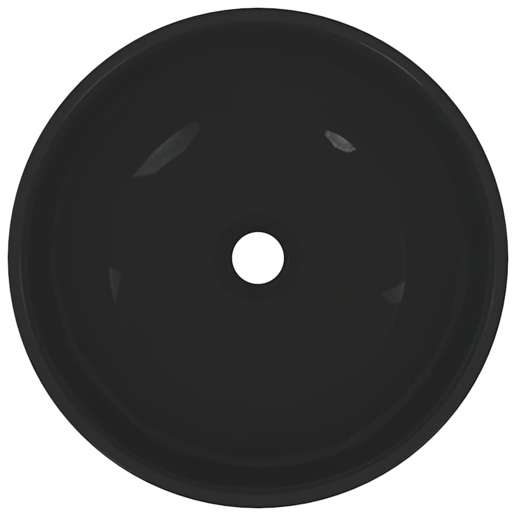 vidaXL Wash Basin Gloss Black Ø28x10 cm Ceramic