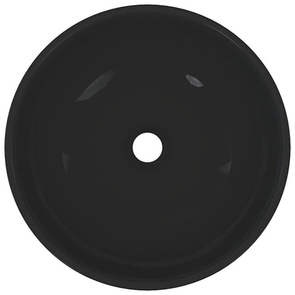 vidaXL Wash Basin Gloss Black Ø28x10 cm Ceramic