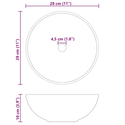 vidaXL Wash Basin Gloss Black Ø28x10 cm Ceramic