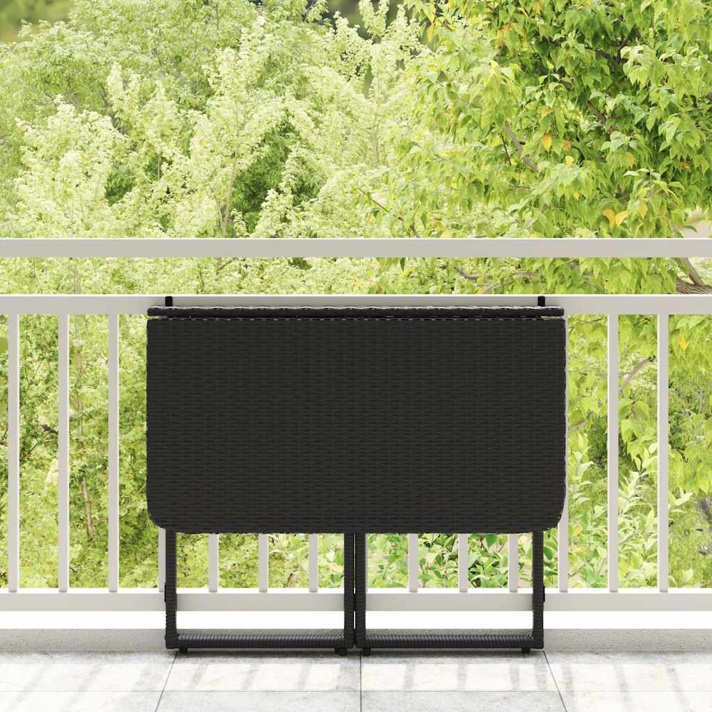 vidaXL Folding Garden Table Black 90x51x75 cm Poly Rattan