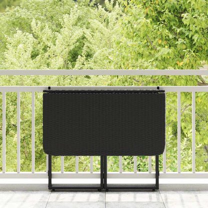 vidaXL Folding Garden Table Black 90x51x75 cm Poly Rattan