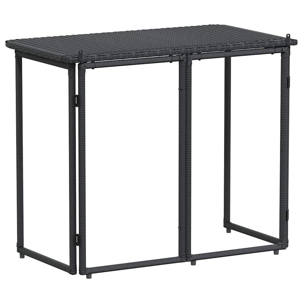 vidaXL Folding Garden Table Black 90x51x75 cm Poly Rattan