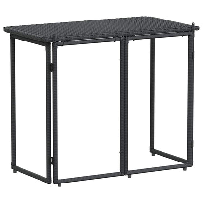 vidaXL Folding Garden Table Black 90x51x75 cm Poly Rattan