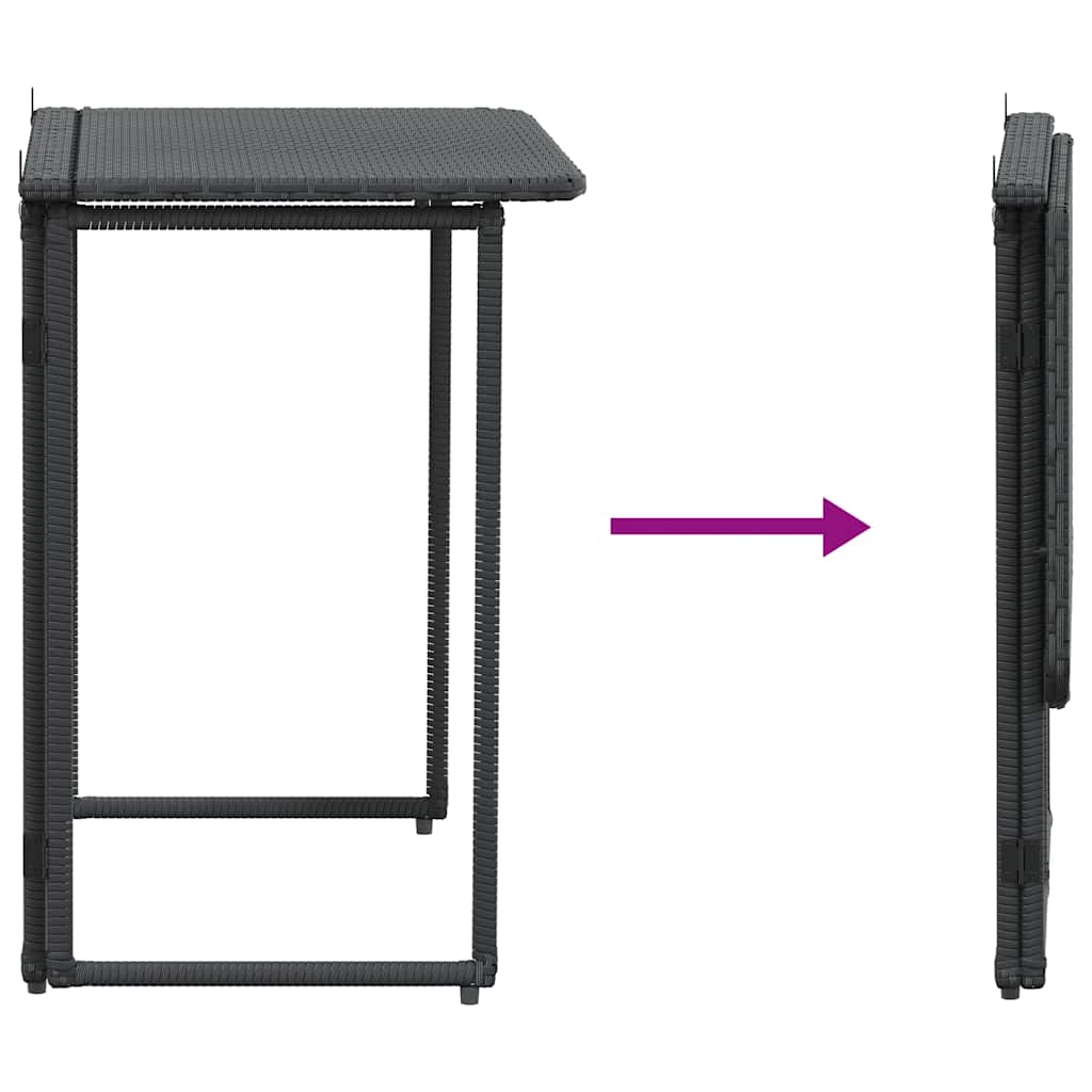 vidaXL Folding Garden Table Black 90x51x75 cm Poly Rattan