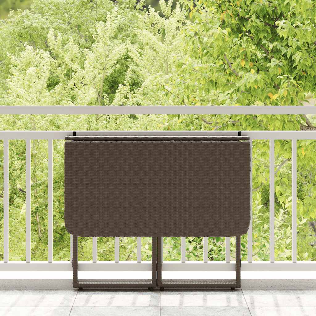 vidaXL Folding Garden Table Brown 90x51x75 cm Poly Rattan
