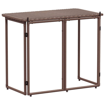 vidaXL Folding Garden Table Brown 90x51x75 cm Poly Rattan