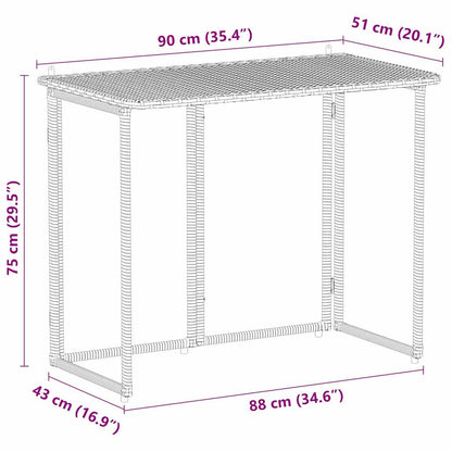 vidaXL Folding Garden Table Brown 90x51x75 cm Poly Rattan
