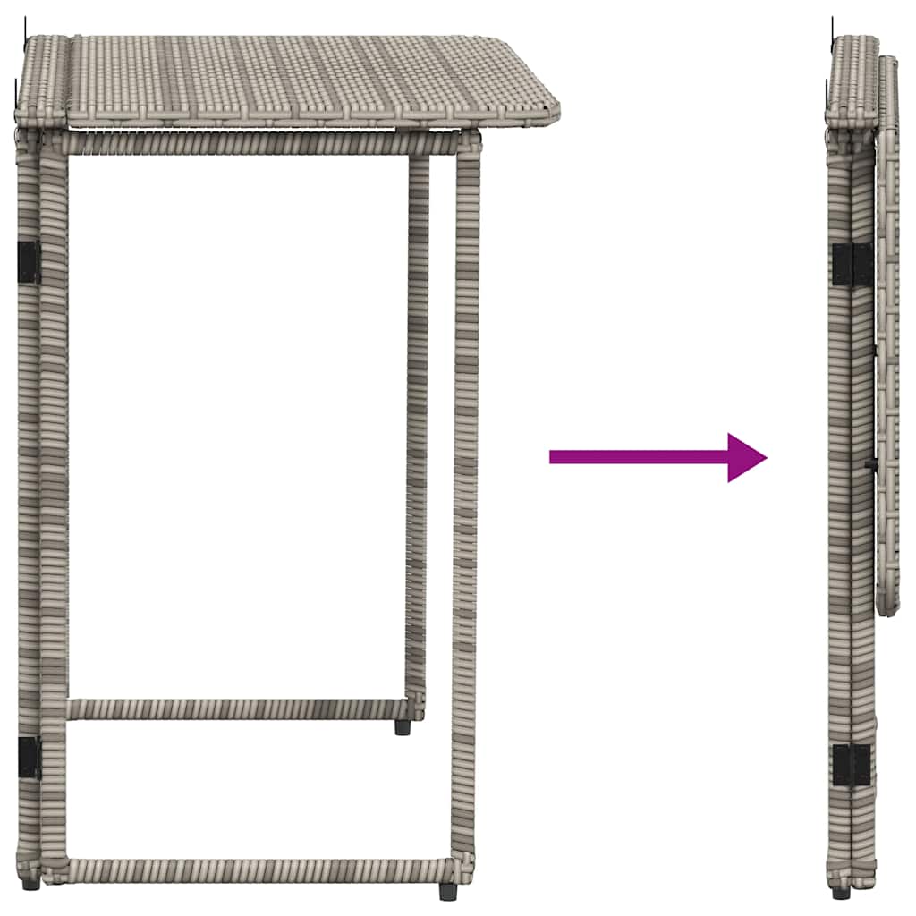 vidaXL Folding Garden Table Grey 90x51x75 cm Poly Rattan