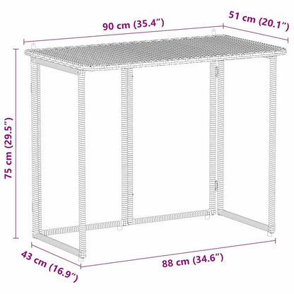 vidaXL Folding Garden Table Grey 90x51x75 cm Poly Rattan