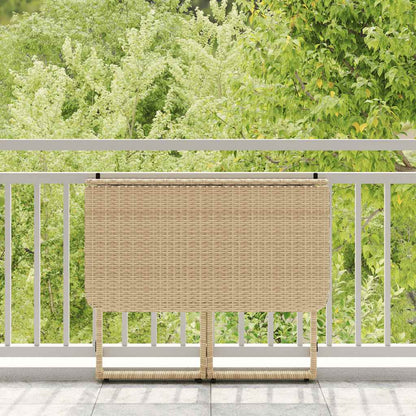 vidaXL Folding Garden Table Beige 90x51x75 cm Poly Rattan