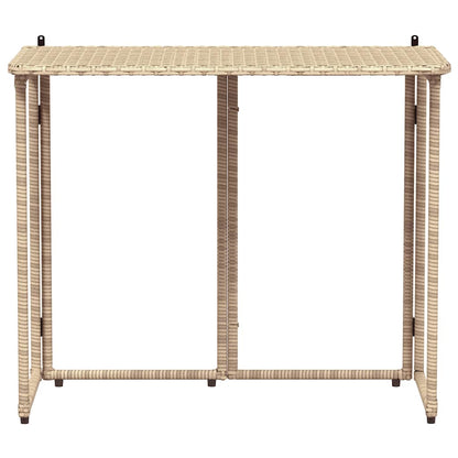 vidaXL Folding Garden Table Beige 90x51x75 cm Poly Rattan