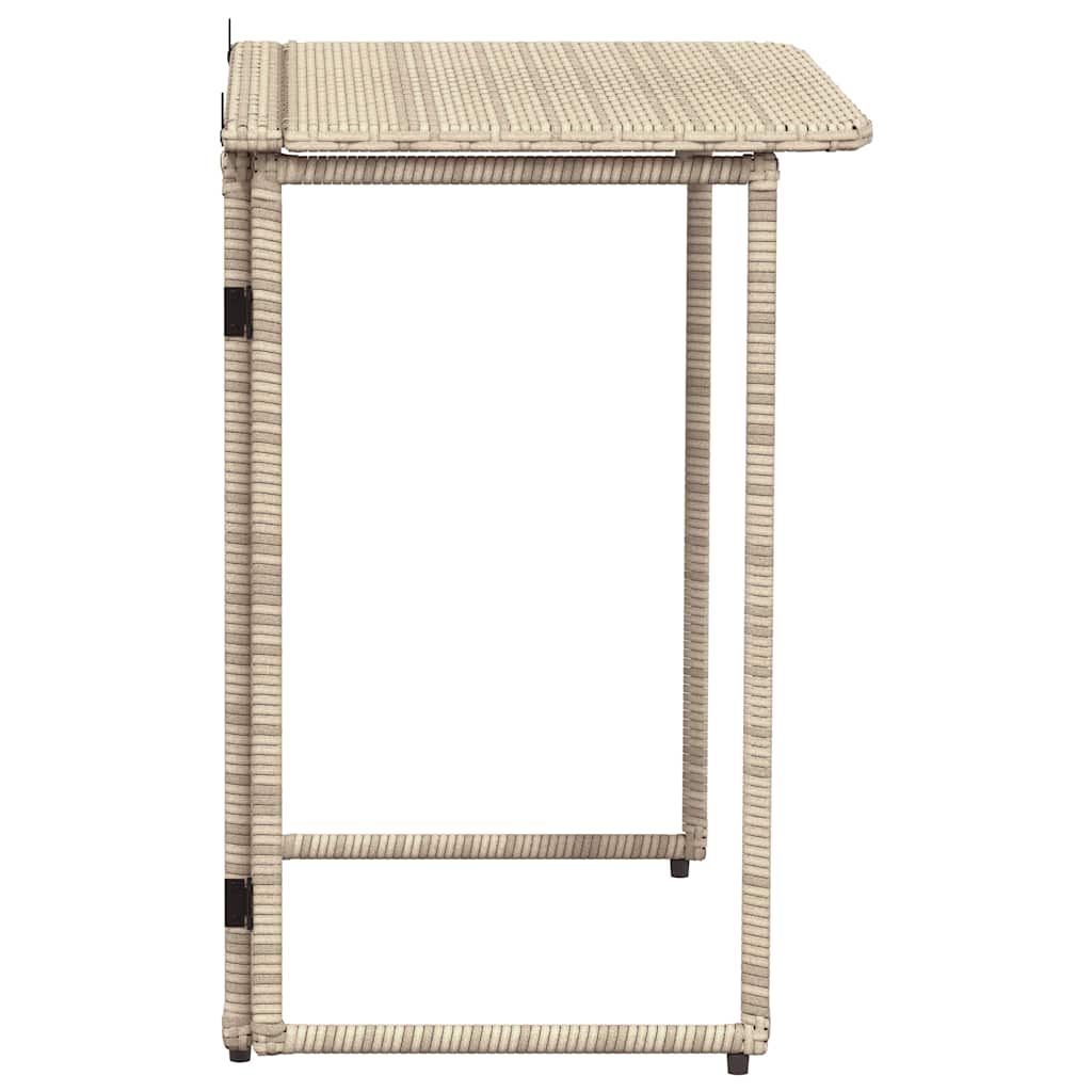 vidaXL Folding Garden Table Beige 90x51x75 cm Poly Rattan
