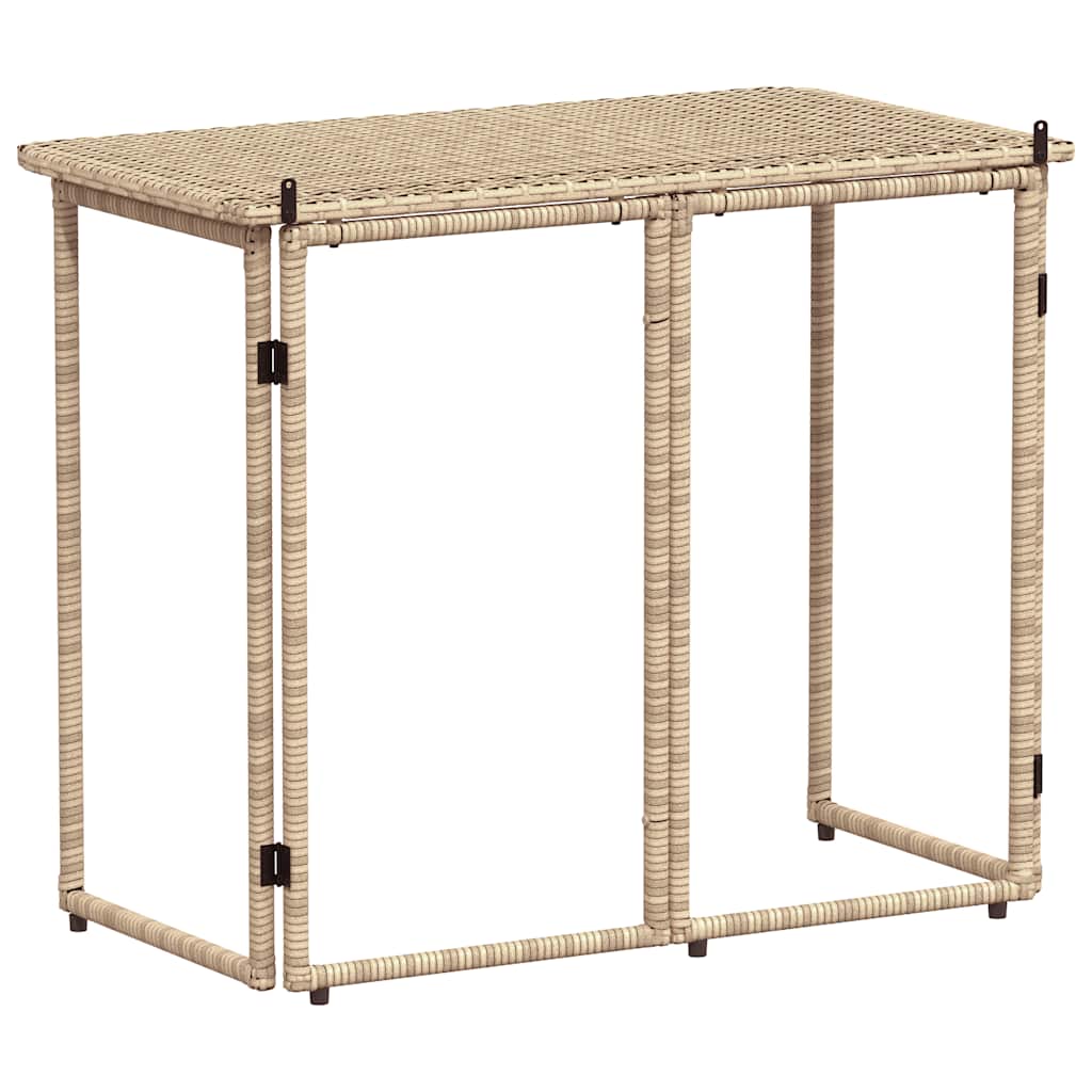 vidaXL Folding Garden Table Beige 90x51x75 cm Poly Rattan