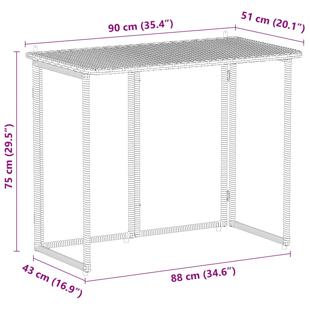 vidaXL Folding Garden Table Beige 90x51x75 cm Poly Rattan