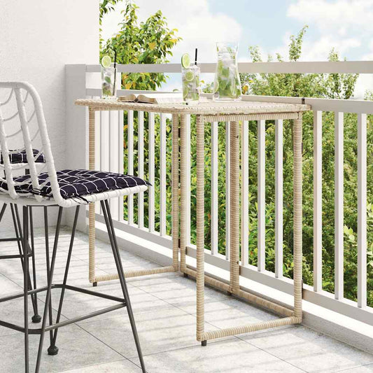 vidaXL Folding Garden Table Beige 90x51x75 cm Poly Rattan