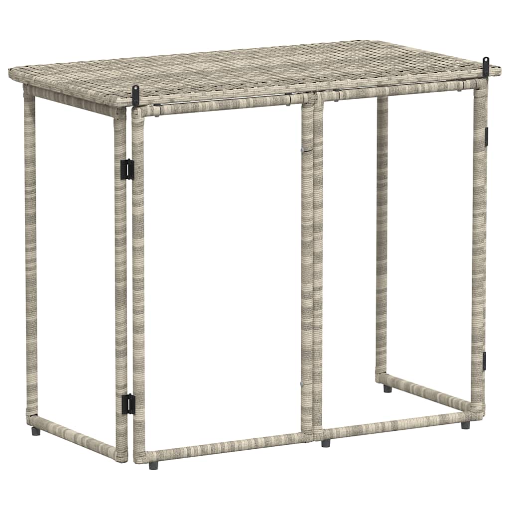 vidaXL Folding Garden Table Light Grey 90x51x75 cm Poly Rattan