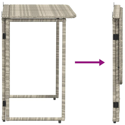 vidaXL Folding Garden Table Light Grey 90x51x75 cm Poly Rattan