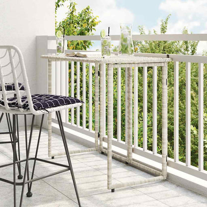 vidaXL Folding Garden Table Light Grey 90x51x75 cm Poly Rattan