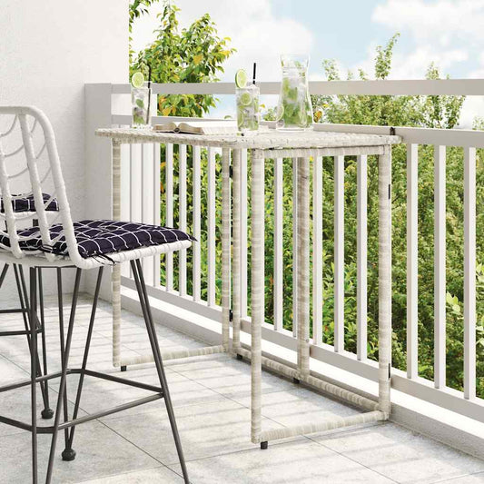 vidaXL Folding Garden Table Light Grey 90x51x75 cm Poly Rattan