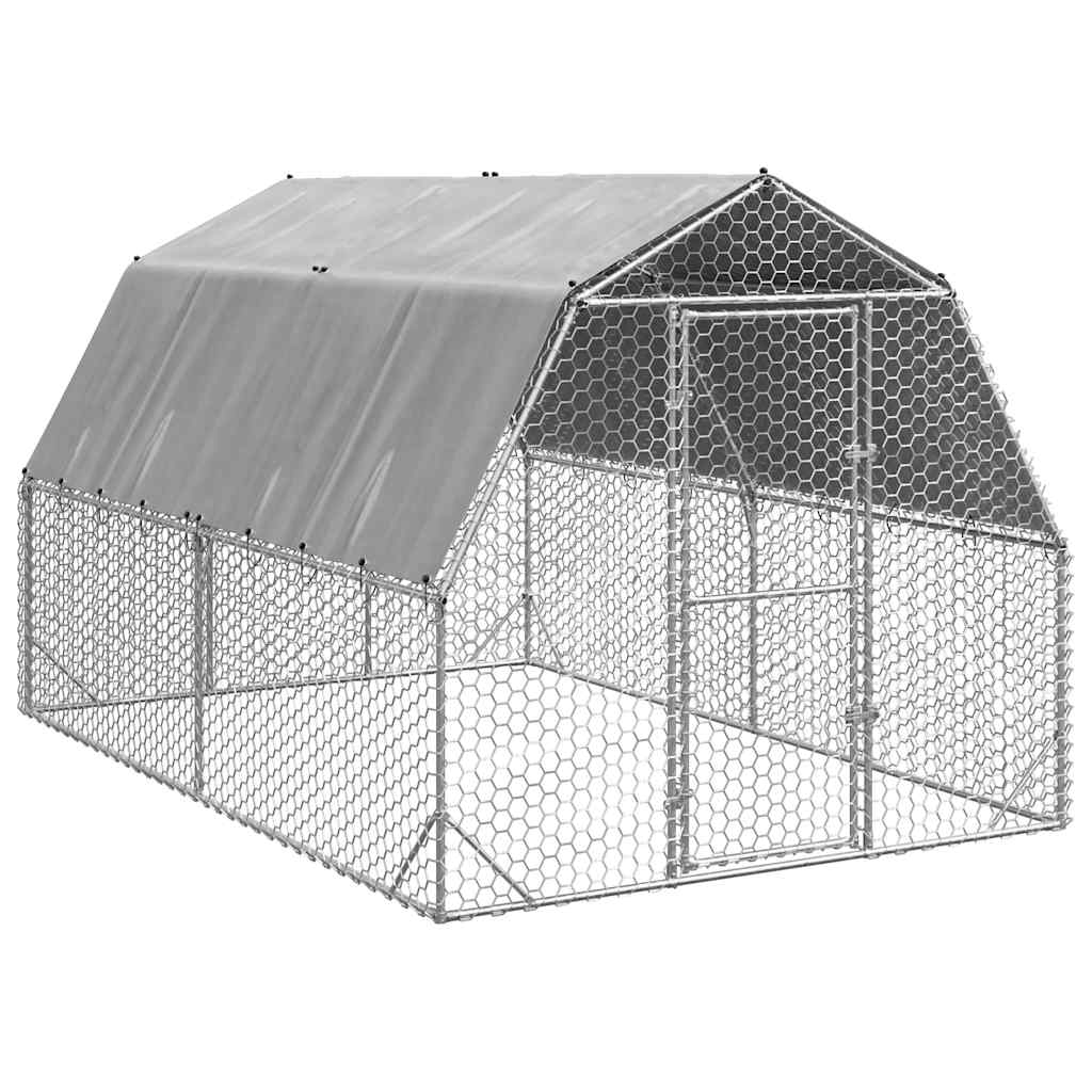 vidaXL Chicken Run with Roof 2,5x4x2,25 m Galvanised Steel