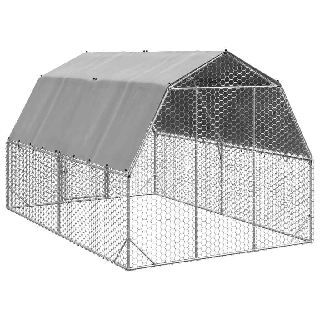 vidaXL Chicken Run with Roof 2,5x4x2,25 m Galvanised Steel