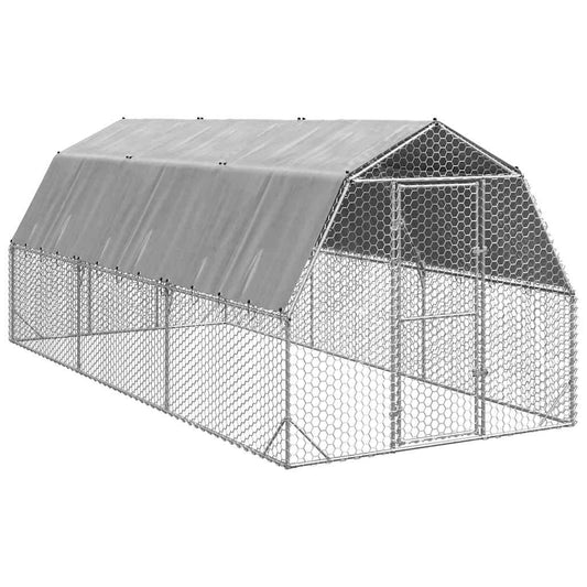 vidaXL Chicken Run with Roof 2.5x6x2.25 m Galvanised Steel