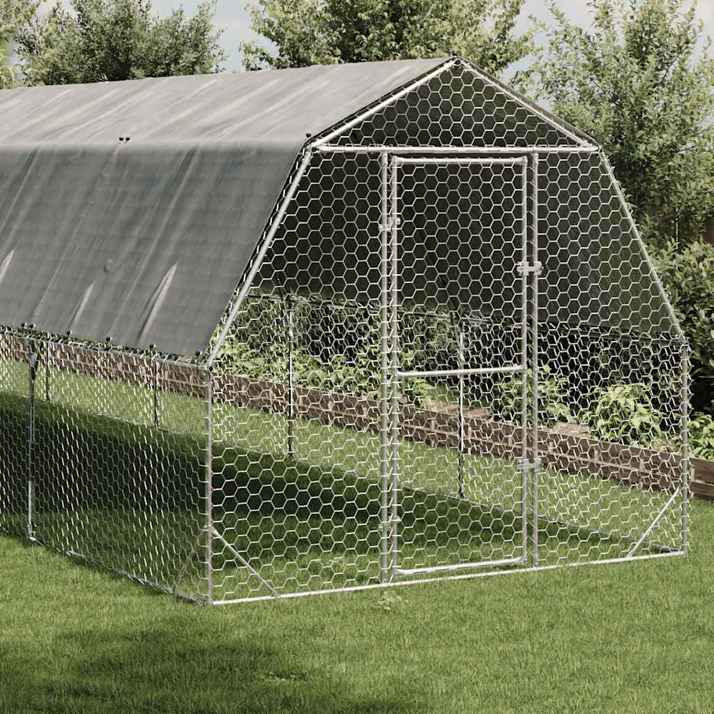 vidaXL Chicken Run with Roof 2,5x6x2,25 m Galvanised Steel