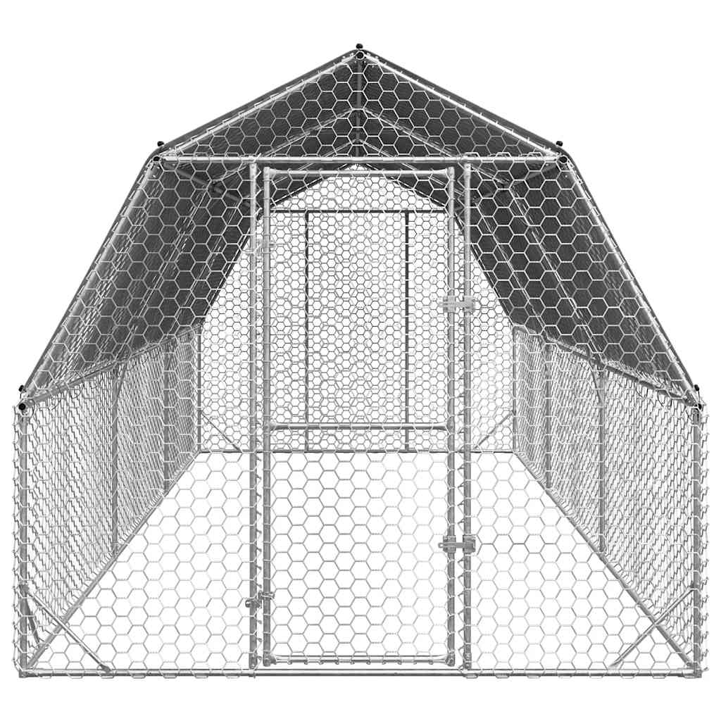 vidaXL Chicken Run with Roof 2,5x6x2,25 m Galvanised Steel