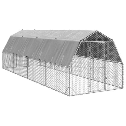 vidaXL Chicken Run with Roof 2,5x8x2,25 m Galvanised Steel