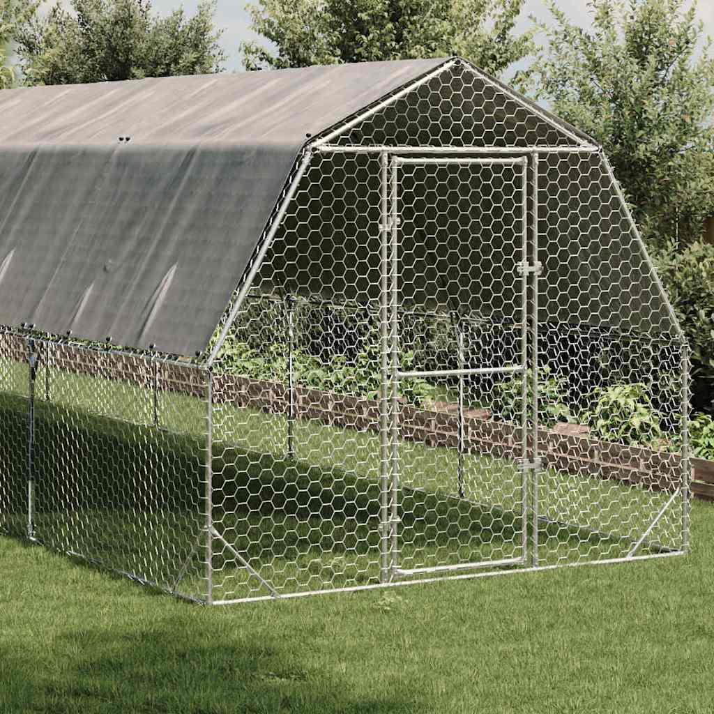 vidaXL Chicken Run with Roof 2,5x8x2,25 m Galvanised Steel