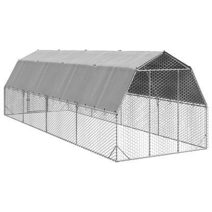 vidaXL Chicken Run with Roof 2,5x8x2,25 m Galvanised Steel