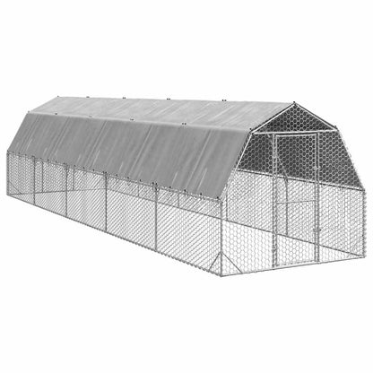 vidaXL Chicken Run with Roof 2,5x10x2,25 m Galvanised Steel