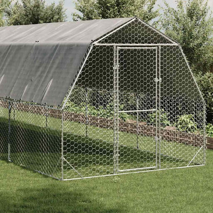 vidaXL Chicken Run with Roof 2,5x10x2,25 m Galvanised Steel