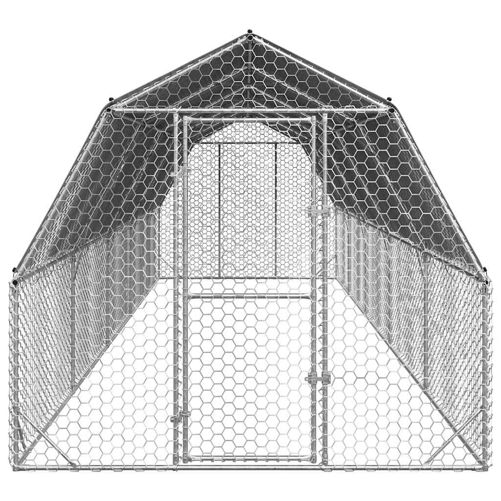 vidaXL Chicken Run with Roof 2,5x10x2,25 m Galvanised Steel