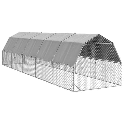 vidaXL Chicken Run with Roof 2,5x10x2,25 m Galvanised Steel