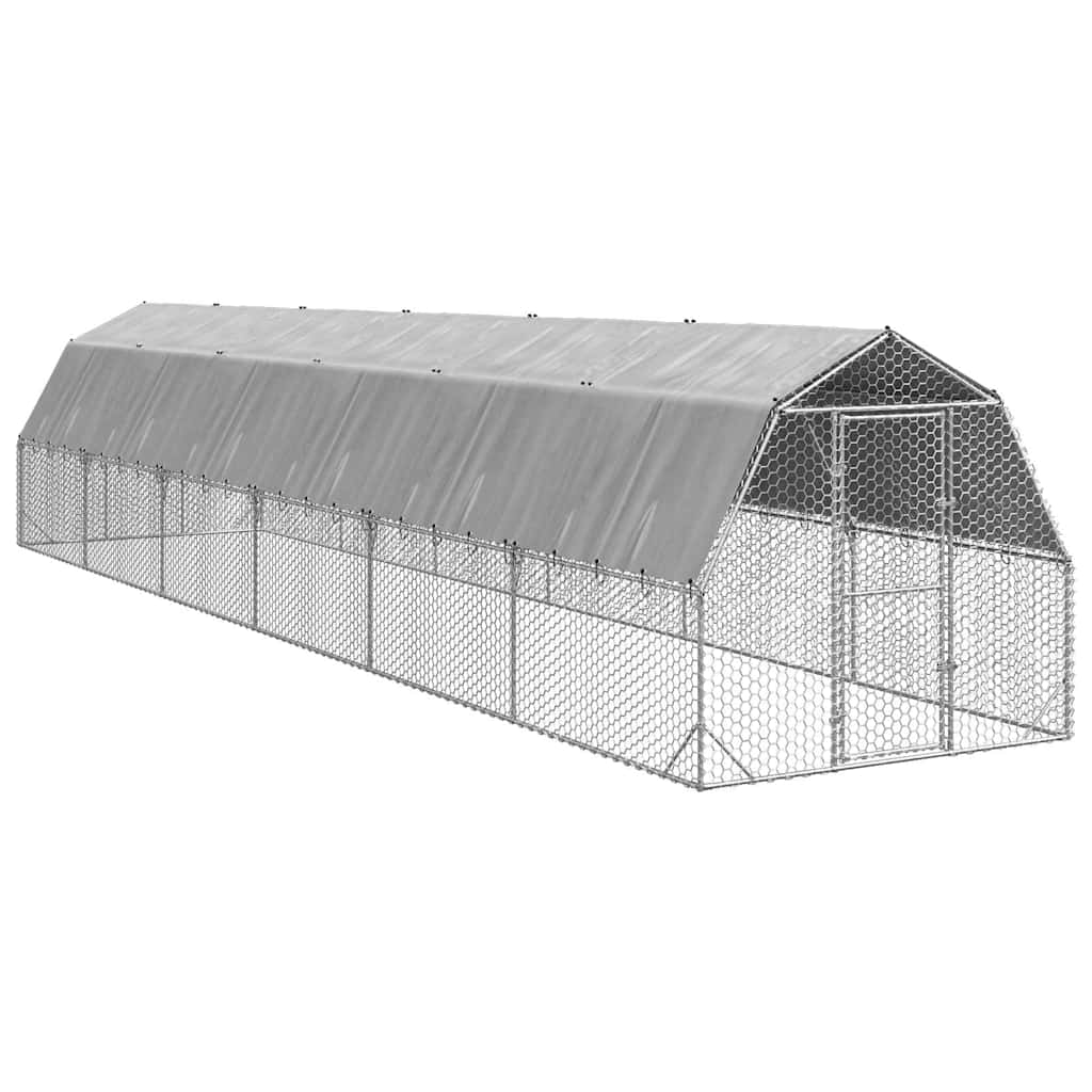 vidaXL Chicken Run with Roof 2,5x12x2,25 m Galvanised Steel