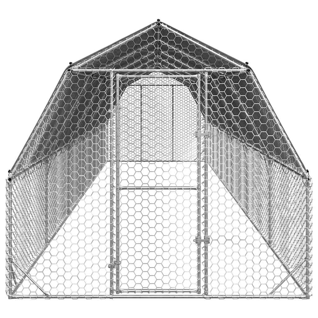 vidaXL Chicken Run with Roof 2,5x12x2,25 m Galvanised Steel