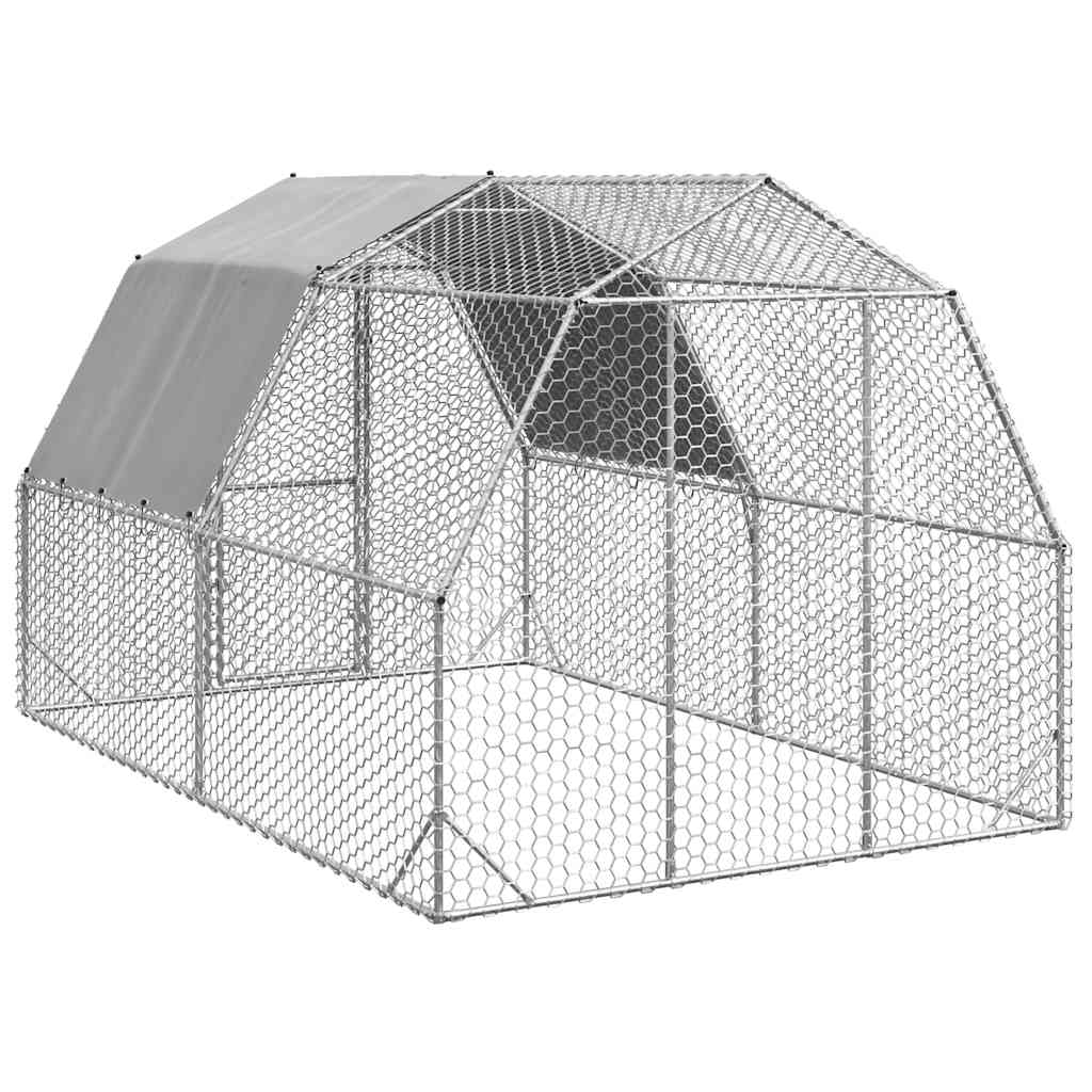 vidaXL Chicken Run with Roof 2,5x4x2,25 m Galvanised Steel